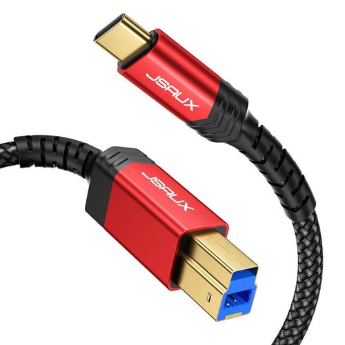 Câble USB 3.0 B mâle vers USB-C, 2 m USB 3 type B, cordon en nylon compatible avec station d'accueil, disques durs externes, scanner, etc