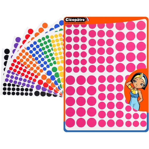 Gommettes Autocollantes Rondes - 6 Couleurs - Paquet De 18 Feuilles (1944 Stickers)