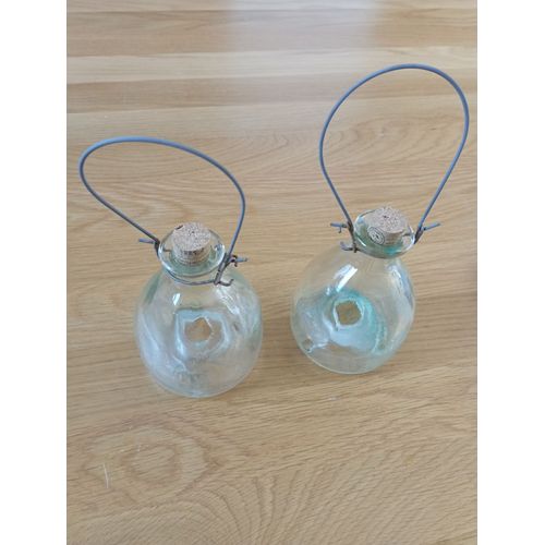 2 pièges à insectes vintage en verre