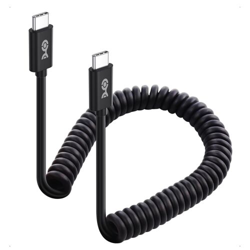 JGD-Câble USB C à USB C spiralé avec charge rapide 3A / 60W 0,3-1,2m, compatible Apple CarPlay, Android Auto, câble de charge USB C, pour iPhone 16/15 Pro Max Plus, Galaxy S23, iPad Pro