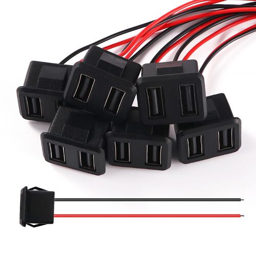 JGD-6 Pièces 3A 2 Broches USB Prise, Connecteur USB Femelle 2 Fils avec Boucle à Rainure à Pression, avec 100mm 22 AWG Câble, Double