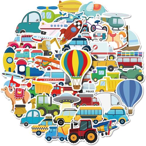 50 Autocollants Voiture Enfants, Autocollants De Voiture De Dessin Animé, Portable Avec Une Boîte Claire