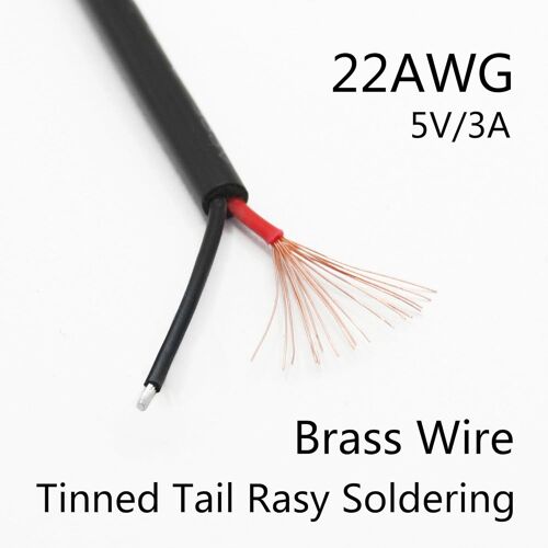 Lot de 2 câbles d'alimentation USB C vers 2 broches - 1 m - USB type C - 22 AWG - 5 V/3 A - Pour appareils USB C installés ou remplacés - Réparation DIY