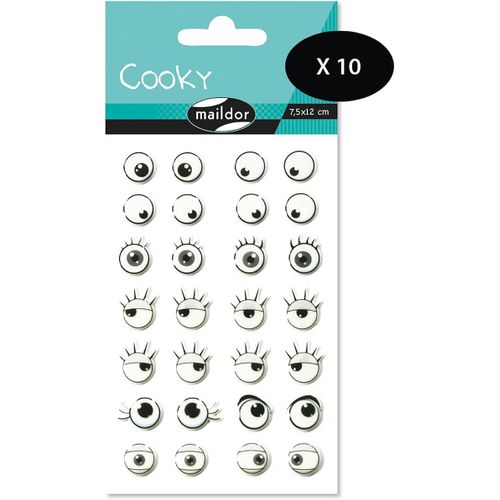 Gommettes 3d Cpackooky - Lot De 10 Planches 12x8 Cm - 280 Stickers - Yeux