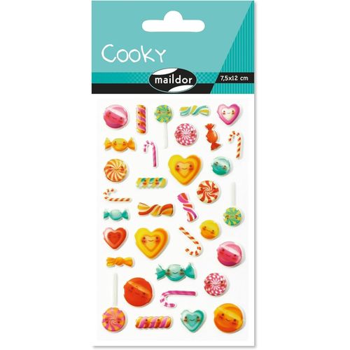 Gommettes 3d Cooky - Lot De 10 Planches 12x8 Cm - 340 Stickers - Kawaï Bonbons
