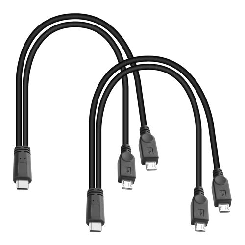 SUBZONAL-Lot de 2 répartiteurs C vers micro-USB 1 en 2 - Câble court type C vers 2 connecteurs USB - 5 V 3 A