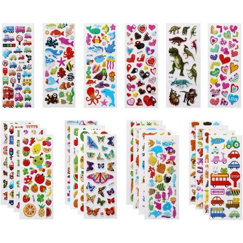 Kalanka-22 Feuilles Autocollants 3d Pour 3 Ans Et Plus, Stickers 500+Pack, Autocollants De Variétés Pour Récompenser Scrapbooking, Y Compris Animaux, Dinosaures, Numéros, Etc