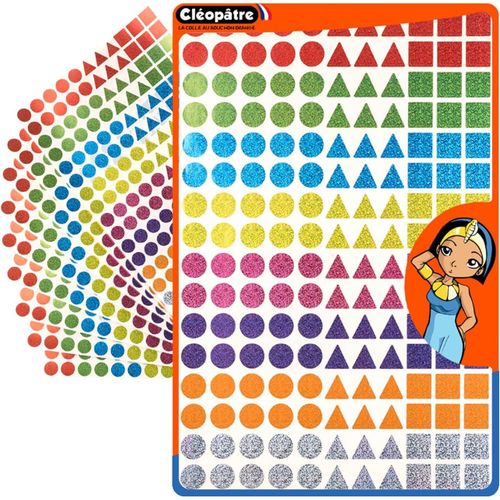 Gommettes Autocollantes Géométriques Holographiques - 8 Couleurs - Paquet De 10 Feuilles (1760 Stickers)