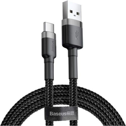 Cafule Cable - USB to USB-C Connect & Charge Cable 2 A, 2 m (Grey/Black)