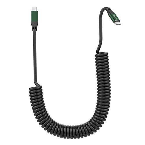 JGD-Câble spiralé USB C vers USB C 100 W, USB C 3.2 Gen 2 x 2 20 Gbit/s Transfert de données Type C 20 V/5 A PD Câble spiralé à charge rapide. Le cordon de moniteur vidéo prend en charge 4K @ 60