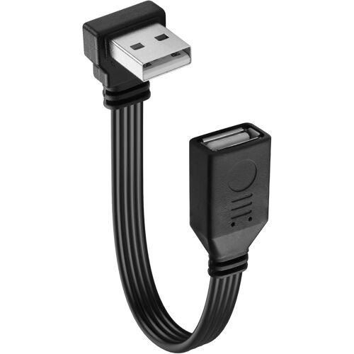 JGD-Câble USB 2.0 à 90 degrés USB A mâle vers Femelle-Câble Plat Court pour Charge/Transfert-Câble d'extension USB 2.0 pour Ordinateur Portable,Clavier,imprimante,clé USB 15cm (Angle Bas)