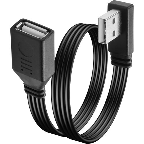 JGD-Câble USB 2.0 à 90 degrés Câble Plat Court USB A mâle vers Femelle Prise en Charge de la Charge/du Transfert Câble d'extension pour Ordinateur Portable,clé USB-30cm(Angle Gauche)
