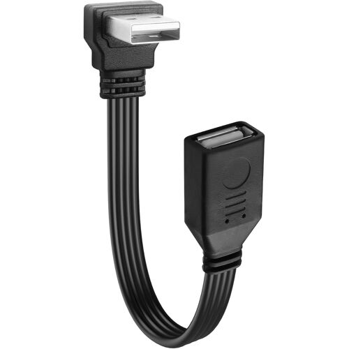 JGD-Câble USB 2.0 à 90 degrés Câble Plat Court USB A mâle vers Femelle Prise en Charge de la Charge/du Transfert Câble d'extension pour Ordinateur Portable,clé USB-30cm(Angle Ascendant)