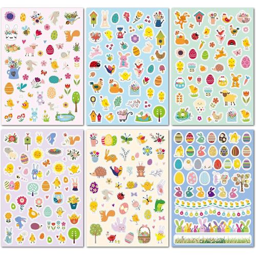 Gommette Pâques Pour Enfant, 281 Stickers, 6 Pièces Autocollants Diy Craft Art, Décoration Pour ?ufs, Panier, Scrapbooking, Carte De Voeux, Sac, Papier