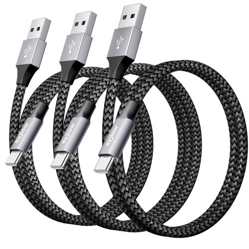 KAL-Cable USB C, Cable USB C Charge Rapide [1m+1m+0,5m/Lot de 3], Cable USB Type C Chargeur pour iPhone 16e/16/15 Plus Pro Max, Galaxy S24/S23/S22, iPad, Google Pixel 7 Xiaomi PS5