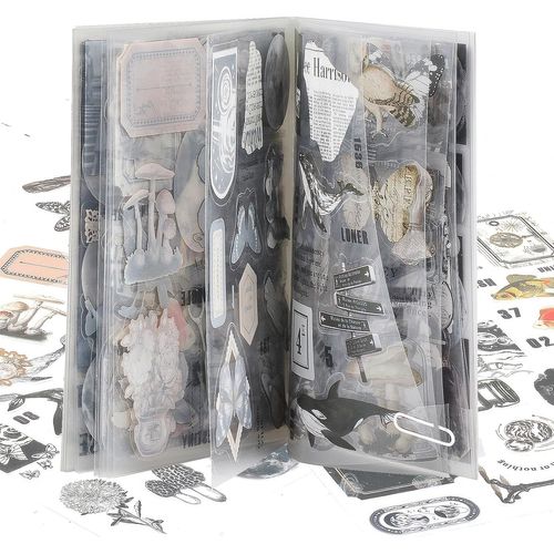 Jum-Autocollants Scrapbooking Vintage,Stickers Aesthetic,Scrapbooking Stickers Pour Diy Bullet Journal Décoratifs Artisanat Cahier