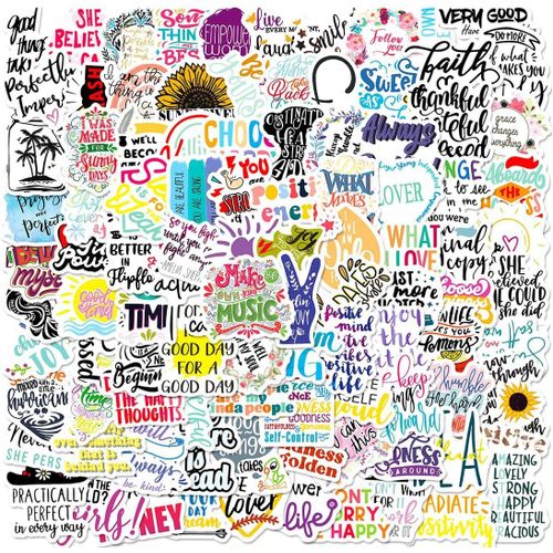 Lot de 100 Motivation Citation Phrase Stickers, Autocollants Inspirants, Autocollant Aesthetic Imperméables, pour Ordinateur Portable Téléphone Portable Valise etc, Convient Adultes et Enfants