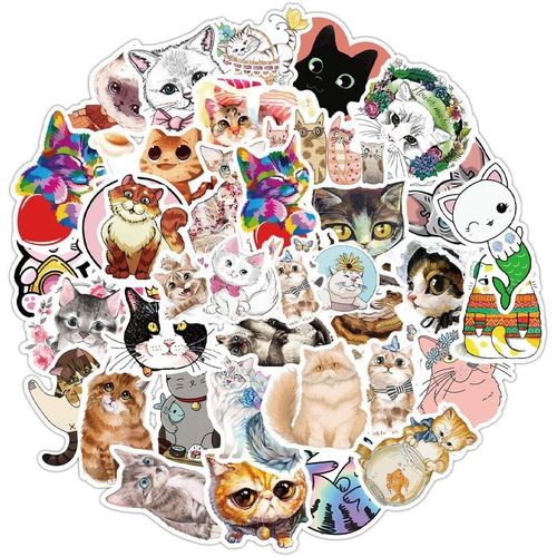 80 Pcs Graffiti Vinyle Autocollants Animaux Stickers Chat Cadeaux Pour Filles Pour Ordinateur Journal Album Calendriers Scrapbookingvalise Bagages Vélo Skateboard,Tz2080