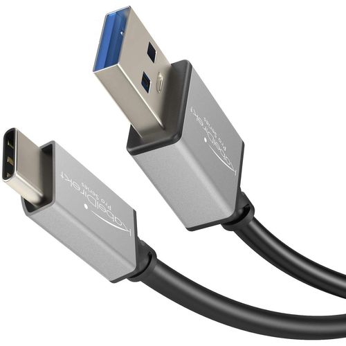 ERSAN-¿ Câble USB-A 3.0 sur USB-C ¿ 2m ¿ (câble de données et de Chargement SuperSpeed, Convient pour Les Smartphones et tablettes avec Port USB-C, noir/space grey)