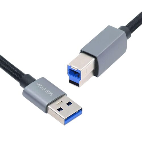 KAL-Câble USB 3.0 en nylon tressé USB 3.0 type A vers type B Câble d'extension de données 5 Gbps pour disque SSD caméra 0,3 m