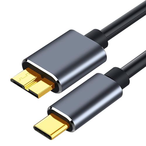 Câble USB Type C vers Micro B 3.1, 1m 5Gbps Disque Dur Cable Type C Mâle vers Micro B Mâle Compatible avec WD, Toshiba Canvio, Galaxy S5, Seagate