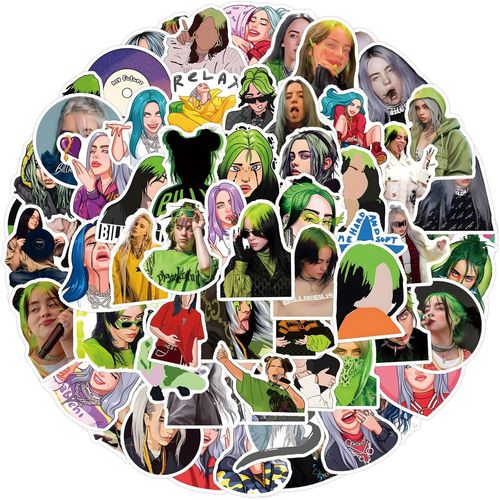 TIANYI-Billie Eilish Autocollants Pack 110 PCS | Autocollants pour voiture, ordinateur portable, bouteilles d'eau, autocollants pour adolescents Autocollants en vinyle mignons