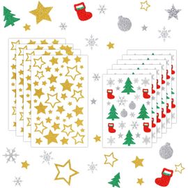 BGIIIK-394 Pièces Autocollants Paillettes Noël, Autocollantes Noel, Noël Stickers, Gommettes Noël, Stickers Noel Scrapbooking, Calendrier de l'avent Filler, l'Avent Sapin Or Scintillantes