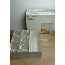 Service À Whisky 7 Pièces Vintage Luminarc Cristal D'arques Série Octime 6 Verres Octogonaux 1 Carafe Avec Bouchon Cocktail Vin Apéritif Champagne Eau