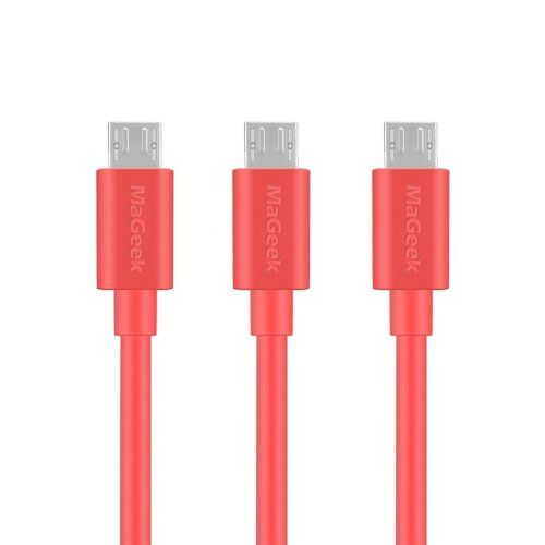 KAL-[Paquet de 3pcs 1,0m Micro USB Câbles Haute Vitesse USB 2.0 Sync et Charge pour Samsung, HTC, Sony, Motorola, LG, Google, Nokia (Rose)