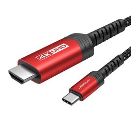 TIANYI-Câble USB C vers HDMI 5M [4K@60Hz], USB Type C vers HDMI [Thunderbolt 3] Compatible avec MacBook Pro 2021, Macbook Air, iPad Pro 2020, Galaxy S22/ S21, Surface Book 2 Usw - Rouge
