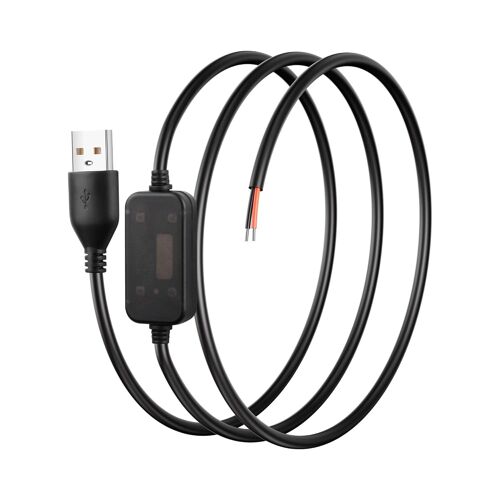 KALANKA-Câble boost DC Convertisseur boost USB 5V à 12V, câble boost USB2.0 mâle vers fil nu adapté aux caméras, mini haut-parleurs, ventilateurs USB, etc. - 1M