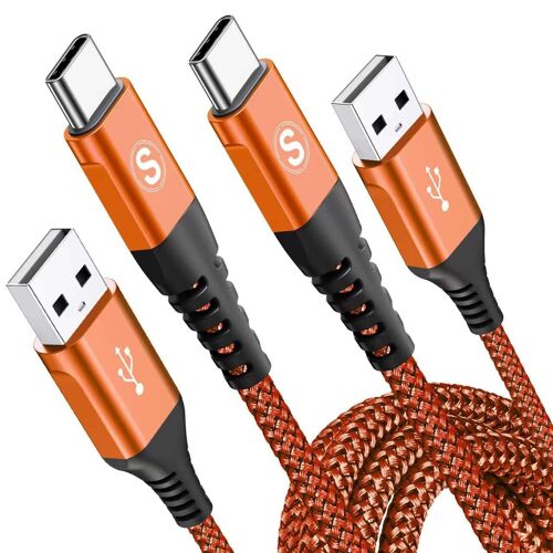Kal-Câble Usb C [1m,Lot De 2] Charge Rapide 3a Fil Chargeur Type C Tressé Câble Usb C Pour iPhone 16/ iPhone 15 Pro Max,Samsung Galaxy S25/S24/S23 To S8,Sony,Note20,M31,Huawei,Xiaomi,Pixel,Lg