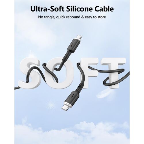 Cable USB C vers USB C en Silicone, 2M*2 100W Cable USB C Charge Rapide, Cable USB C pour iPhone 15 Pro Max, Galaxy S24, Google Pixel, iPad Pro/Air, Xiaomi, MacBook Pro 2020