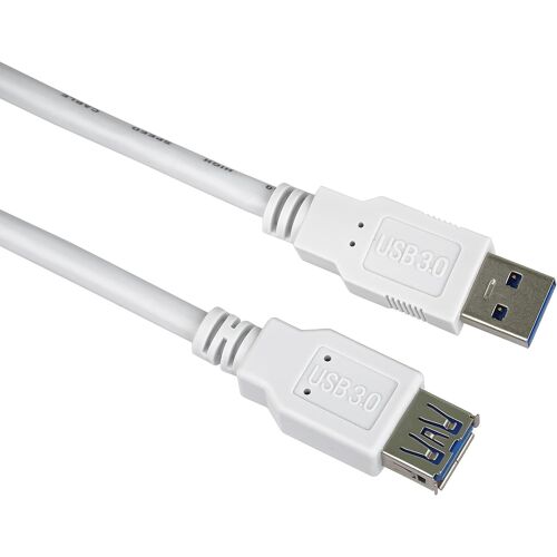 Rallonge USB 3.0, Câble de Données SuperSpeed Jusqu'à 5 Gbit/S, Câble de Charge, USB 3.0 Type A Femelle vers Mâle, 9 Broches, 3 Blindages, Couleur Blanc, Longueur 2 m