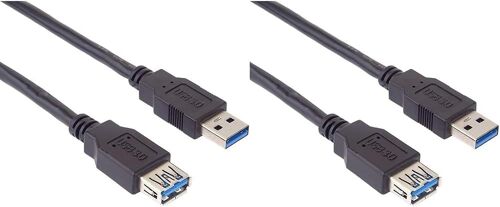 Rallonge Usb 3.0, Câble De Données Superspeed Jusqu'À 5 Gbit/S, Câble De Charge, Usb 3.0 Type A Femelle Vers Mâle, 9 Broches, 3 Blindages, Couleur Noir, Longueur (Lot De 2)