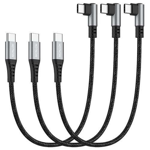 Court Câble Usb C Vers Usb-C 30 Cm Lot De 3, Angle Droit 0,3 M 65W Câble De Charge Rapide Usb 2.0 Pour Appareils De Type C