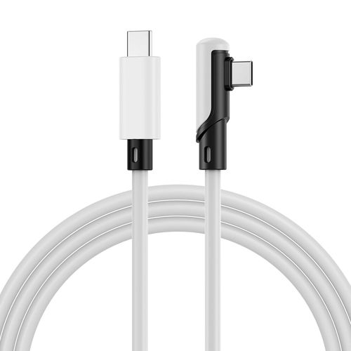 TTA-Câble VR Link USB-C vers USB-C pour Meta Quest 3S / 3/2 / Pro, Pico 4 Ultra / 4 et PC/Steam VR Câble Type-C 90 Degrés pour Casque VR Gaming - Câble Charge de 3m - Blanc