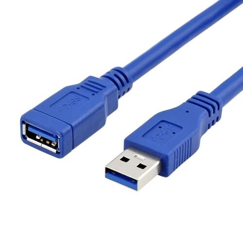 Câble Rallonge Usb 3.0 Super Speed Usb Type A Mâle Femelle Haute Vitesse 5 Gbps Pour Imprimante, Souris, Clavier, Hub, Clé Usb, Manette Ps, Hdd, Ordinateur | Bleu | 1 Mètre