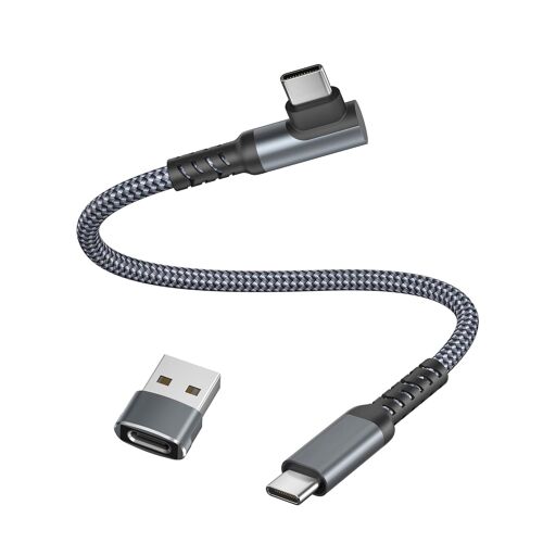 Câble Usb C Vers Usb C 100W À Angle Droit Avec Adaptateur Usb 0.3M,Type C Câble Pd Charge Rapide Pour Macbook,Iphone 15 16 Max,Ipad Pro 10Th Air 4 5 Mini 6,Samsung Galaxy S23 S24 A[CAB9161856]