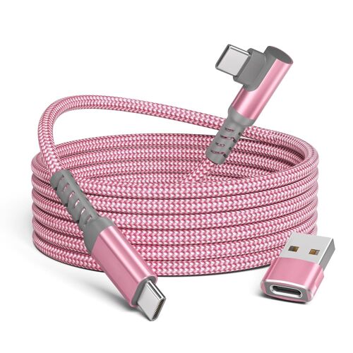 TRAHOO-Câble USB C vers USB C 100W à Angle Droit avec Adaptateur USB 3M,Type C Câble PD Charge Rapide pour MacBook,iPhone 16 17,iPad Pro 10th Air 5 Mini 6,Samsung Galaxy S5 S24 A54,Z Flip Fold 3