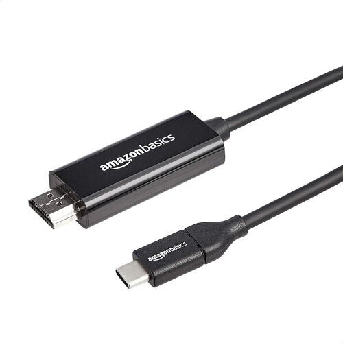 Câble adaptateur USB-C (source) vers HDMI (écran), compatible avec Thunderbolt 3, 4K à 30 Hz, 1.82 m, noir