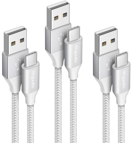 KAL-Câble USB C [1/1/2M, Lot de 3], Cable USB A vers USB C 3.1A Charge Rapide, pour Samsung Galaxy S21 S20 S10 S9, Huawei, LG (Blanc)