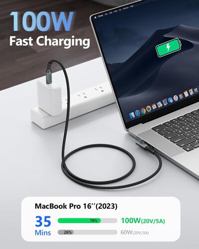 Câble USB C vers USB C 90 Degrés, 1m 20Gbps Cable USB C Charge rapide 100W, transmission vidéo 4K@60Hz Câble USB Type C pour iPhone 16/15 Series, Galaxy S24/S23, iPad Pro 2022,MacBook Pro 2020