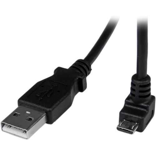 Câble Micro USB 2 m - A vers Micro B coudé 90° vers le bas - Câble USB Micro B Angle Coude vers le bas - Noir 2m (USBAUB2MD)
