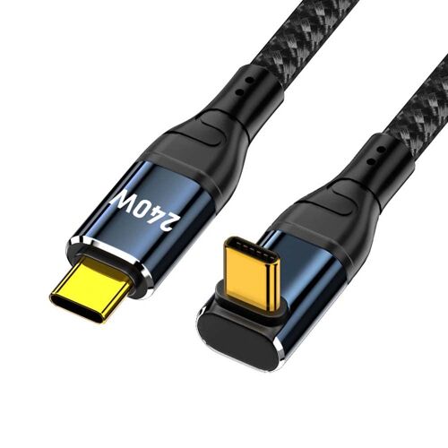 KAL-Câble Usb-C 240W 480Mbps 48V 5A Type-C Compatible Avec Usb2.0 100W Charge Vers Le Bas Coudé À 90 Degrés Pour Ordinateur Portable Tablette 300Cm