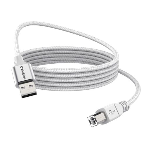 Câble Imprimante, USB 2 Mètres 2.0 A Mâle vers USB B Scanner Cordon Printer, USB Cable A vers B 2.0 Nylon Tressé Compatible avec HP, Dell, Brother, Xerox, Samsung et autres (1M)