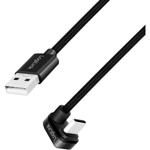 JGD-LogiLink Câble connecteur USB 2.0 Type-C coudé à 180° vers USB-A mâle (droit) Noir 1 m