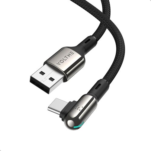 Câble Stark Forme En L Usb Vers Usb C Pd 60W Nylon Tressé 1,20M (Noir), Câble Type-C 90 Degrés Qc 3.0 Charge Rapide Compatible Avec Android, Galaxy S22, Huawei P30/P20, Xiaomi, Etc