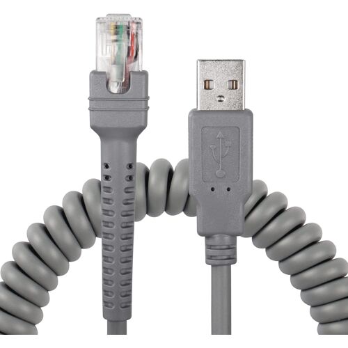 JGD-Symbol LS2208 Câble USB, Sinloon USB A vers RJ45 Coiled spirale câble d'extension, Motorola Symbol Barcode Scanner Ls2208ap LS1203 LS4208 LS4278 DS6707 DS6708 Câble USB, (3 m, 3 M)