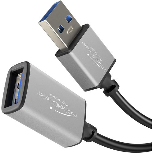 Câble de rallonge USB-A 3.0 - 2m - (connecteur sur port, convient pour tous les ports USB-A, noir/space grey)
